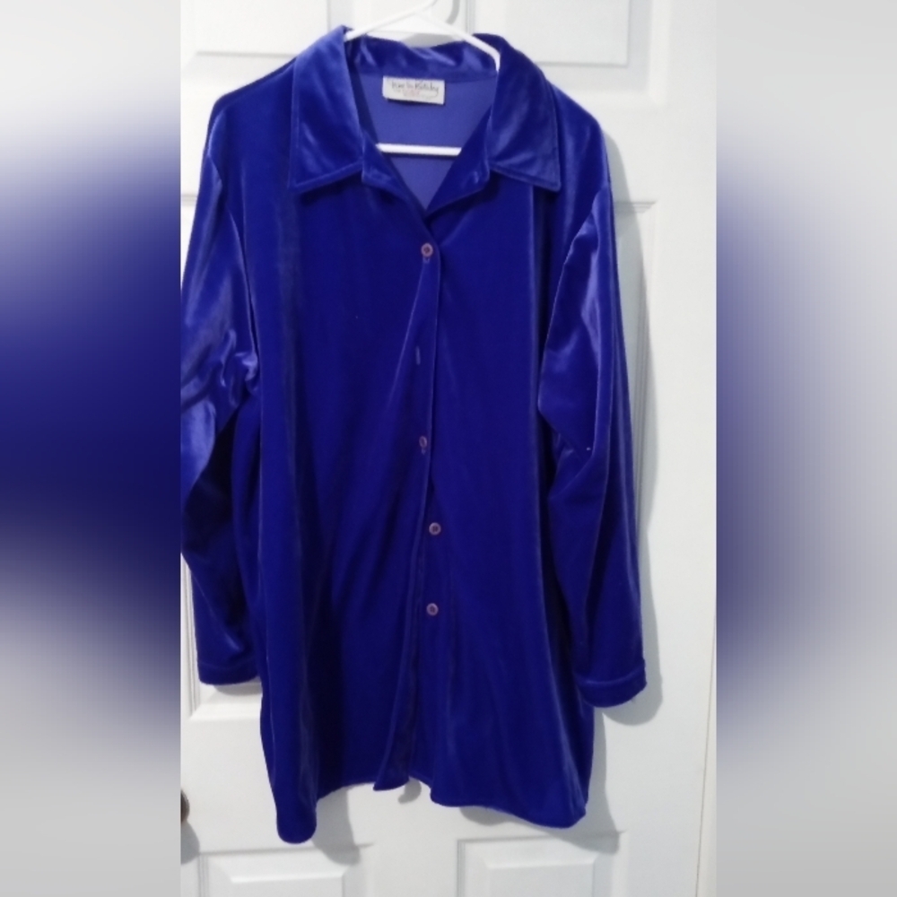Diane Von Furstenberg Purple Velvet Button-Down Shirt
